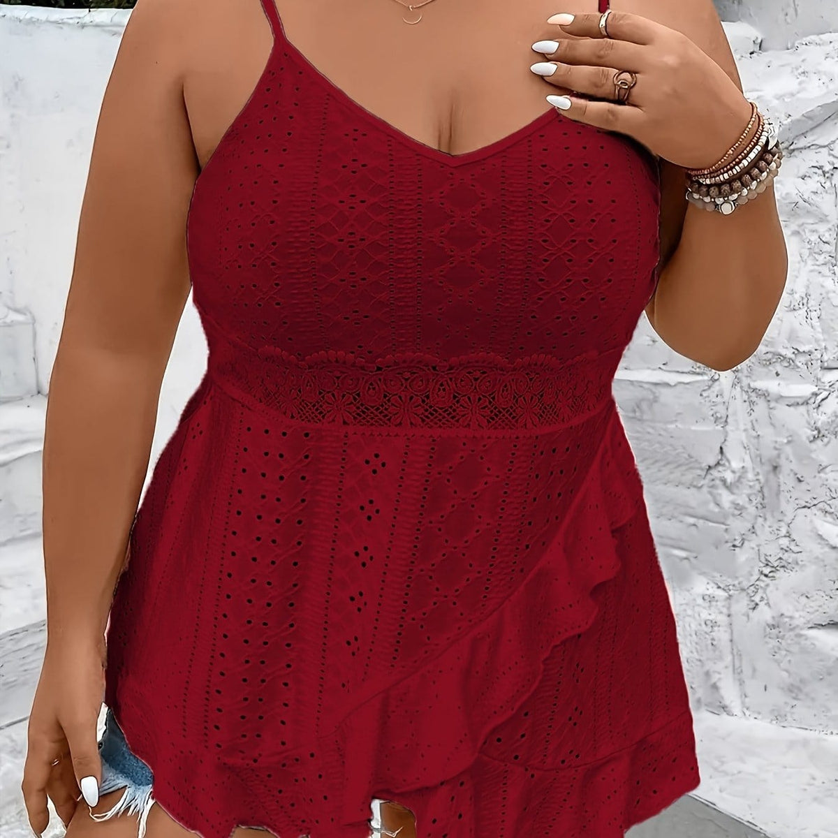 KissICON UK 16 / crimson Plus Size - Women'S Plus Size Elegant White