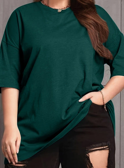 KissICON UK 18 / Green [Large Fashionable Women's T-shirt] Casual and Fashionable Large Size Women's T-shirt
