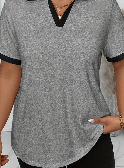 KissICON UK 18 / Mixed Color Plus Size, Women's Fashion Short Sleeve Plus Size Top