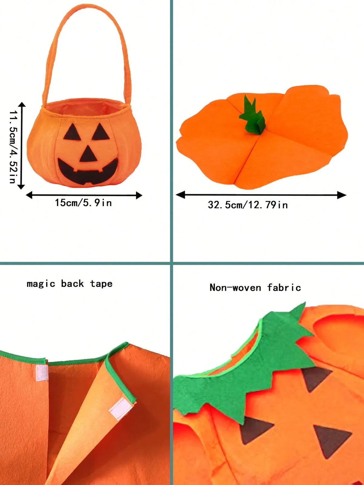 KissICON Unisex Adult Pumpkin Costume Set with Hat and Bag