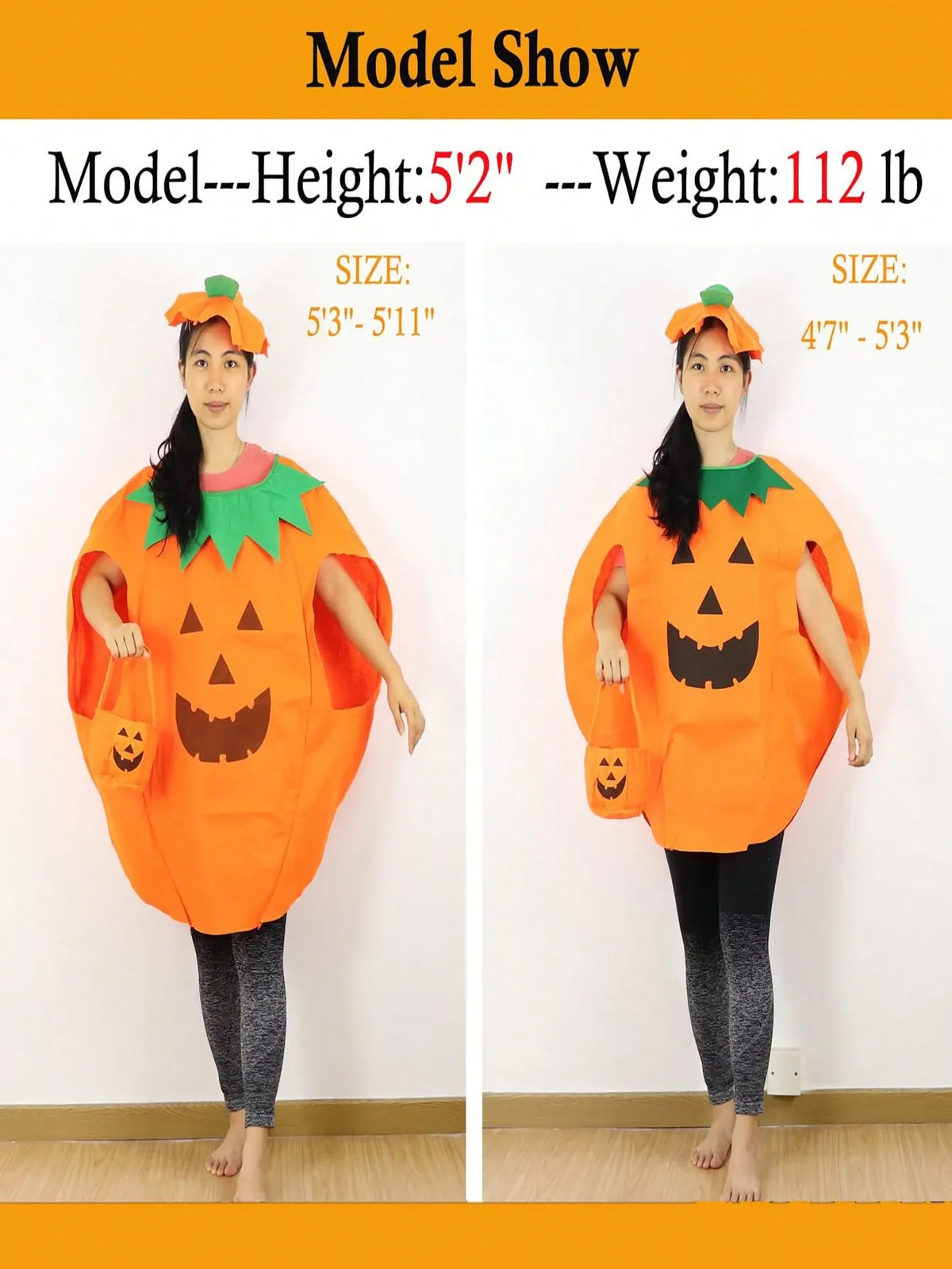 KissICON Unisex Adult Pumpkin Costume Set with Hat and Bag