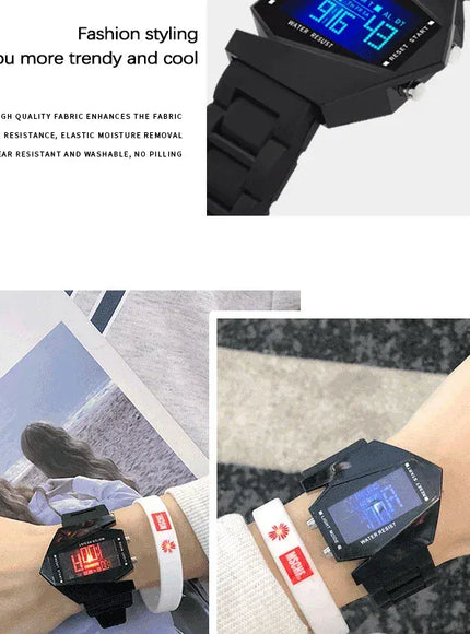 KissICON Unisex Digital Sports Watch - Jet Fighter Timepiece