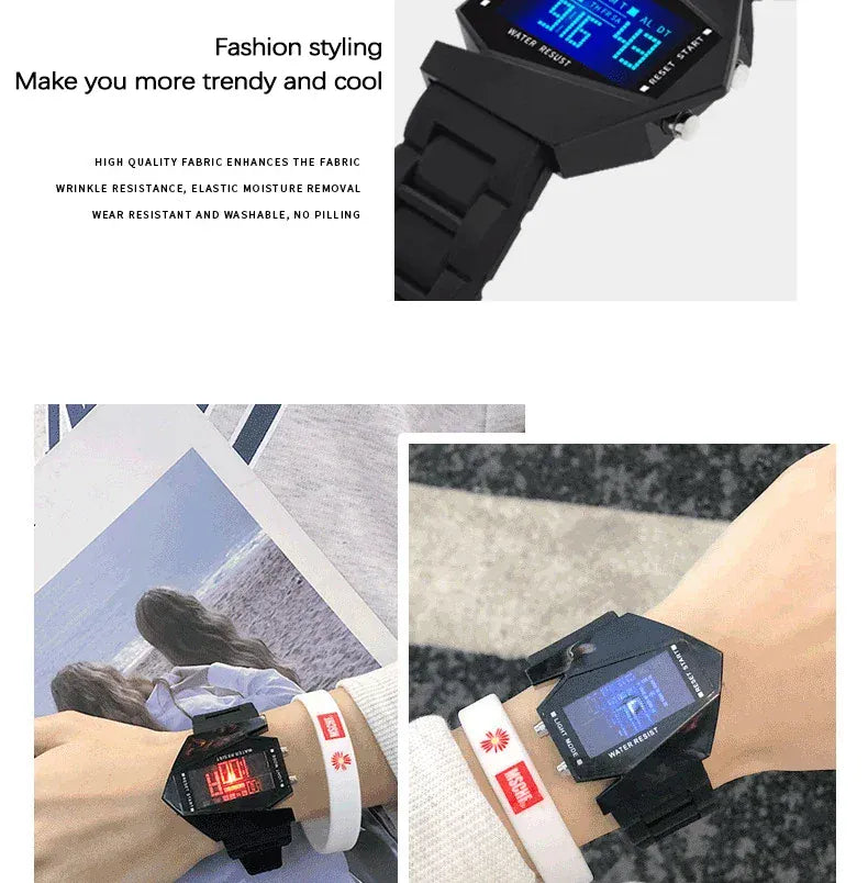KissICON Unisex Digital Sports Watch - Jet Fighter Timepiece
