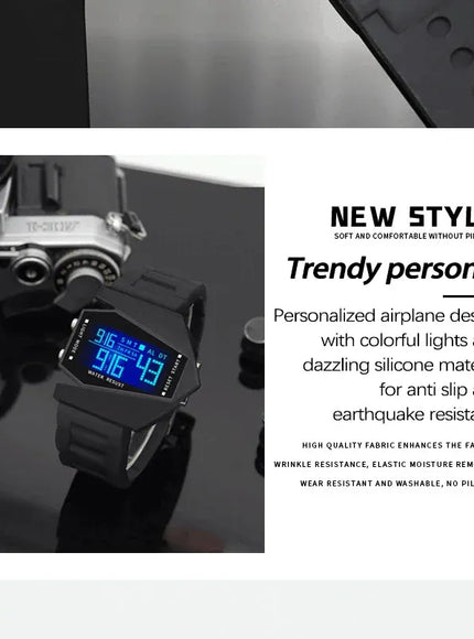 KissICON Unisex Digital Sports Watch - Jet Fighter Timepiece