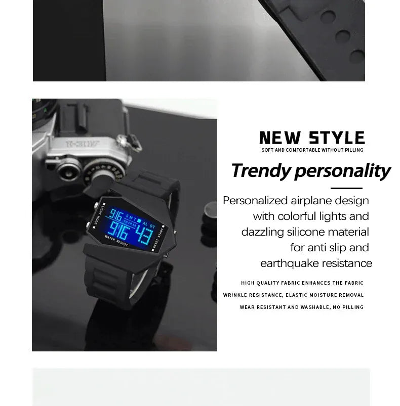 KissICON Unisex Digital Sports Watch - Jet Fighter Timepiece