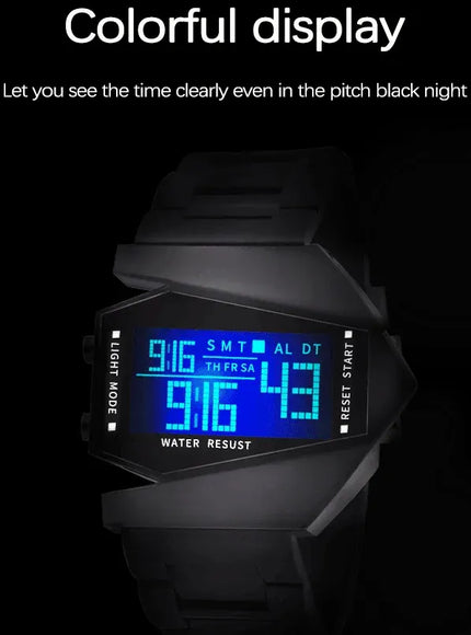 KissICON Unisex Digital Sports Watch - Jet Fighter Timepiece