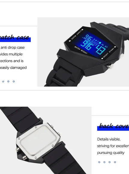KissICON Unisex Digital Sports Watch - Jet Fighter Timepiece