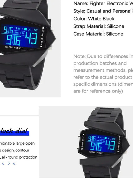KissICON Unisex Digital Sports Watch - Jet Fighter Timepiece