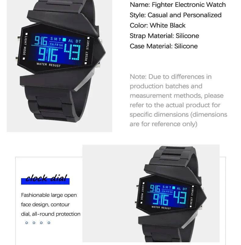 KissICON Unisex Digital Sports Watch - Jet Fighter Timepiece
