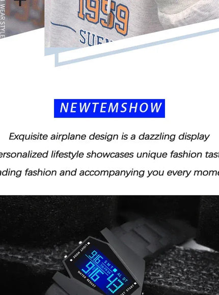 KissICON Unisex Digital Sports Watch - Jet Fighter Timepiece