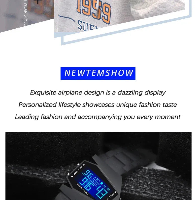 KissICON Unisex Digital Sports Watch - Jet Fighter Timepiece
