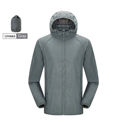 KissICON Unisex Gray / M Unisex Waterproof Quick Dry Outdoor Hiking Camping Windbreaker Jacket