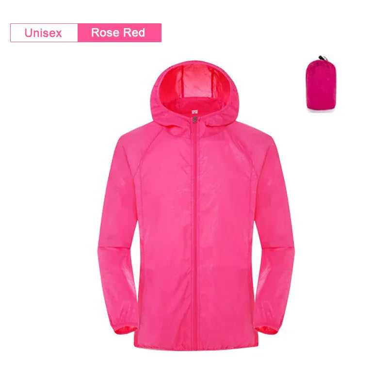 KissICON Unisex-Rose Red / M / China Mainland Waterproof Sun Protection Camping Rain Jacket  Quick Dry Windbreaker