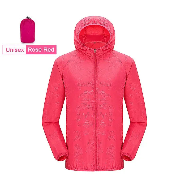 KissICON Unisex Rose Red / M Unisex Waterproof Quick Dry Outdoor Hiking Camping Windbreaker Jacket
