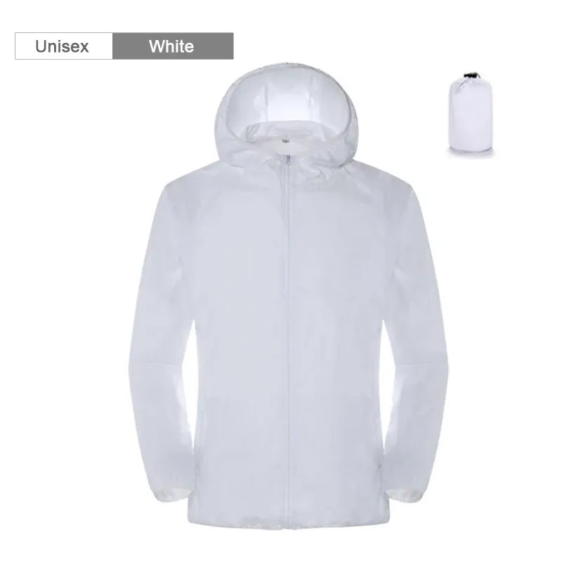 KissICON Unisex-White / 4XL / China Mainland Waterproof Sun Protection Camping Rain Jacket  Quick Dry Windbreaker