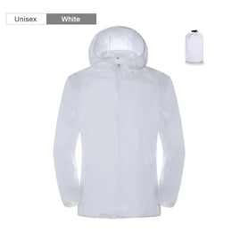 KissICON Unisex-White / M / China Mainland Waterproof Sun Protection Camping Rain Jacket  Quick Dry Windbreaker