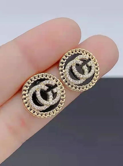 KissICON Earrings United States Elegant Zircon Letter Stud Earrings