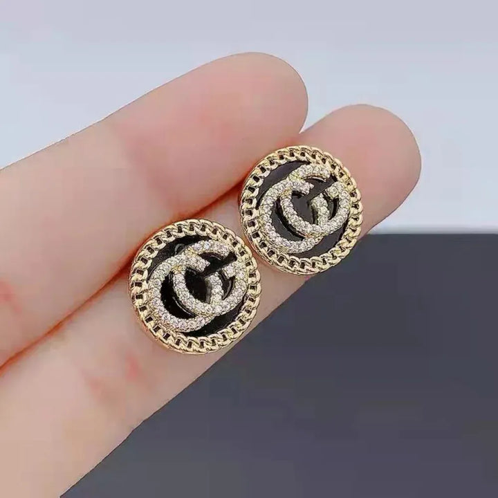 Elegant Zircon Letter Stud Earrings