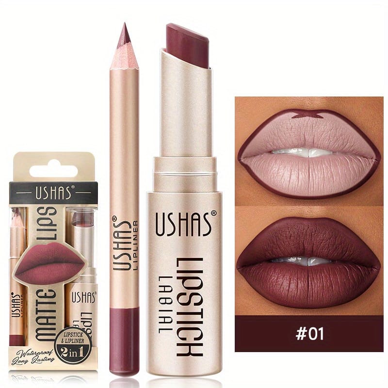 KissICON USHAS Matte Lipstick Set 12 Colors Waterproof Lip