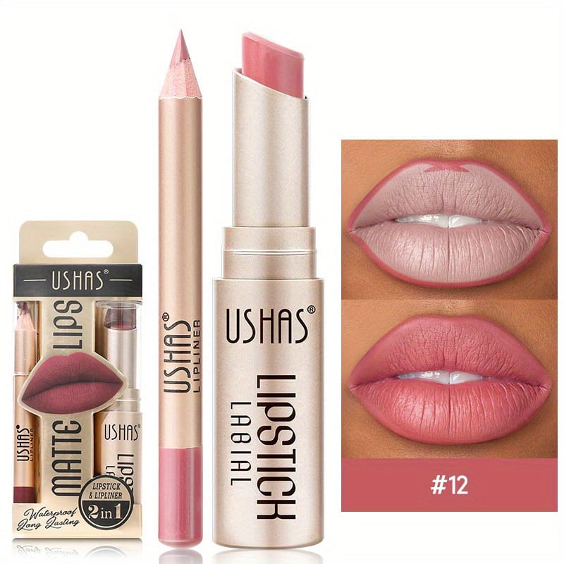 KissICON USHAS Matte Lipstick Set 12 Colors Waterproof Lip