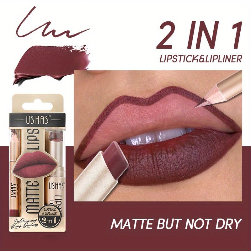 KissICON USHAS Matte Lipstick Set 12 Colors Waterproof Lip
