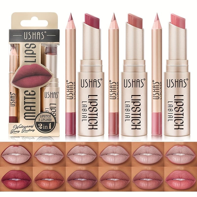 KissICON USHAS Matte Lipstick Set 12 Colors Waterproof Lip