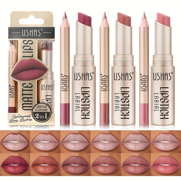 USHAS Matte Lipstick Set 12 Colors Waterproof Lip