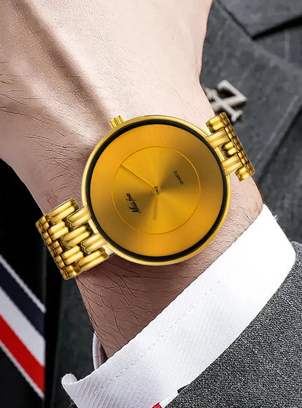 KissICON Uthai Men Watch Luxury Brand Retro Gold Band