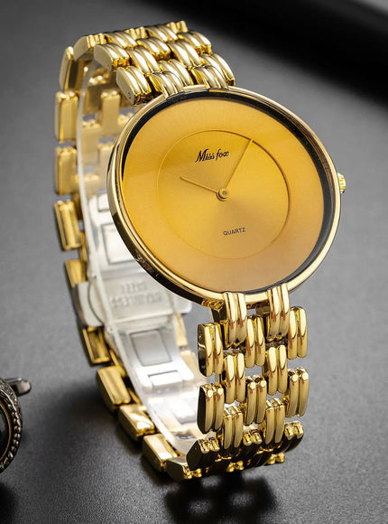 KissICON Uthai Men Watch Luxury Brand Retro Gold Band