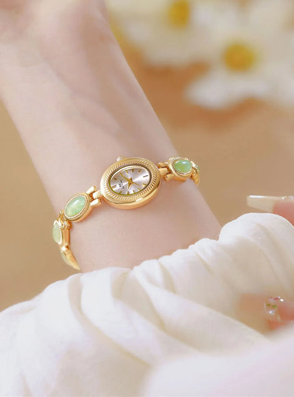 KissICON Uthai Womens Watch Waterproof Hotan Jade Luxury Bracelet