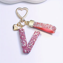 KissICON V Sparkling Pink  White Initial PVC Keychain Gift