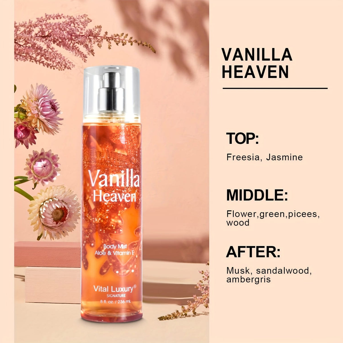 KissICON Vanilla Heaven-8Fl.oz KissIcon Floral Body Mist For Women Blossom Berry