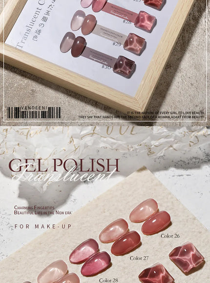 KissICON Vendeeni 40 Colors Translucent Gel Nail Polish Nude