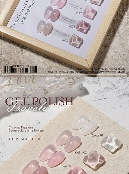 KissICON Vendeeni 40 Colors Translucent Gel Nail Polish Nude