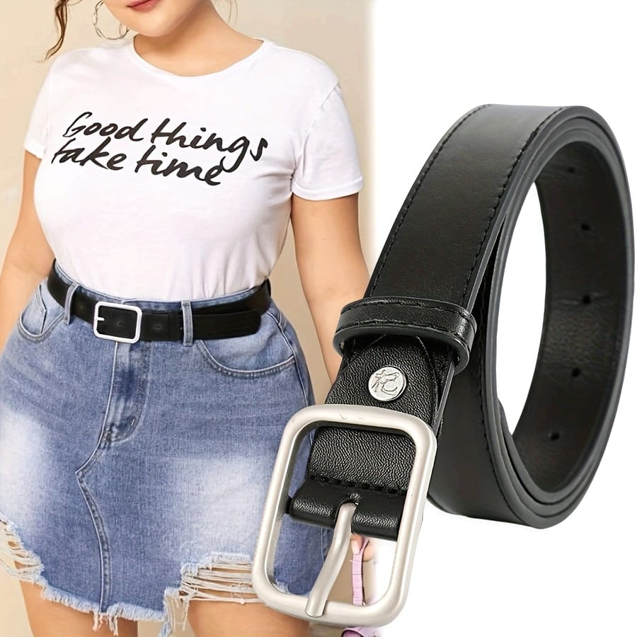 jkthpu-45 Versatile Square Buckle PU Belt Jeans to Dresses