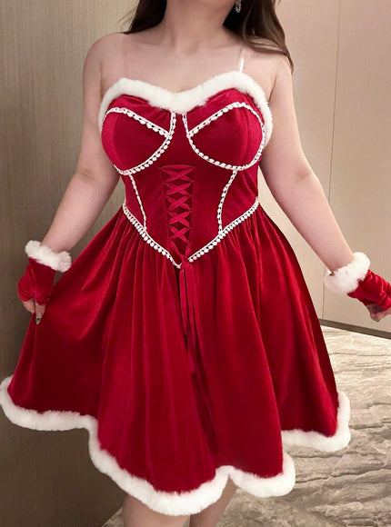KissICON Vibekara Curve Strapless Dress – Christmas Red