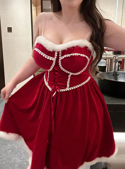 KissICON Vibekara Curve Strapless Dress – Christmas Red
