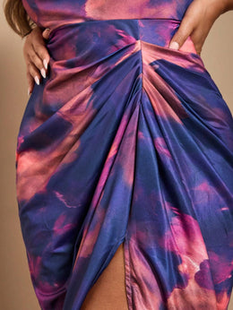jkthpu-45 Vibrant Blue TieDye Asymmetrical Midi Dress
