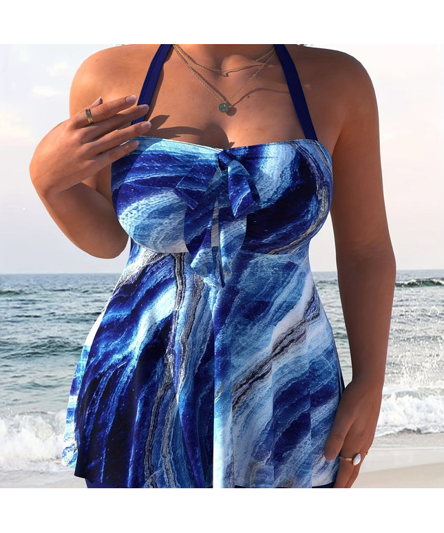 KissICON Vibrant Blue / UK 18 Curve Vacation Halter Tankini