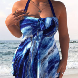 KissICON Vibrant Blue / UK 22 Curve Vacation Halter Tankini