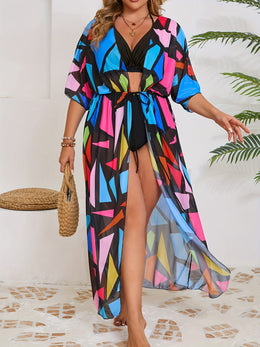 KissICON Vibrant Color Block Kimono Coverup – Chic Curve