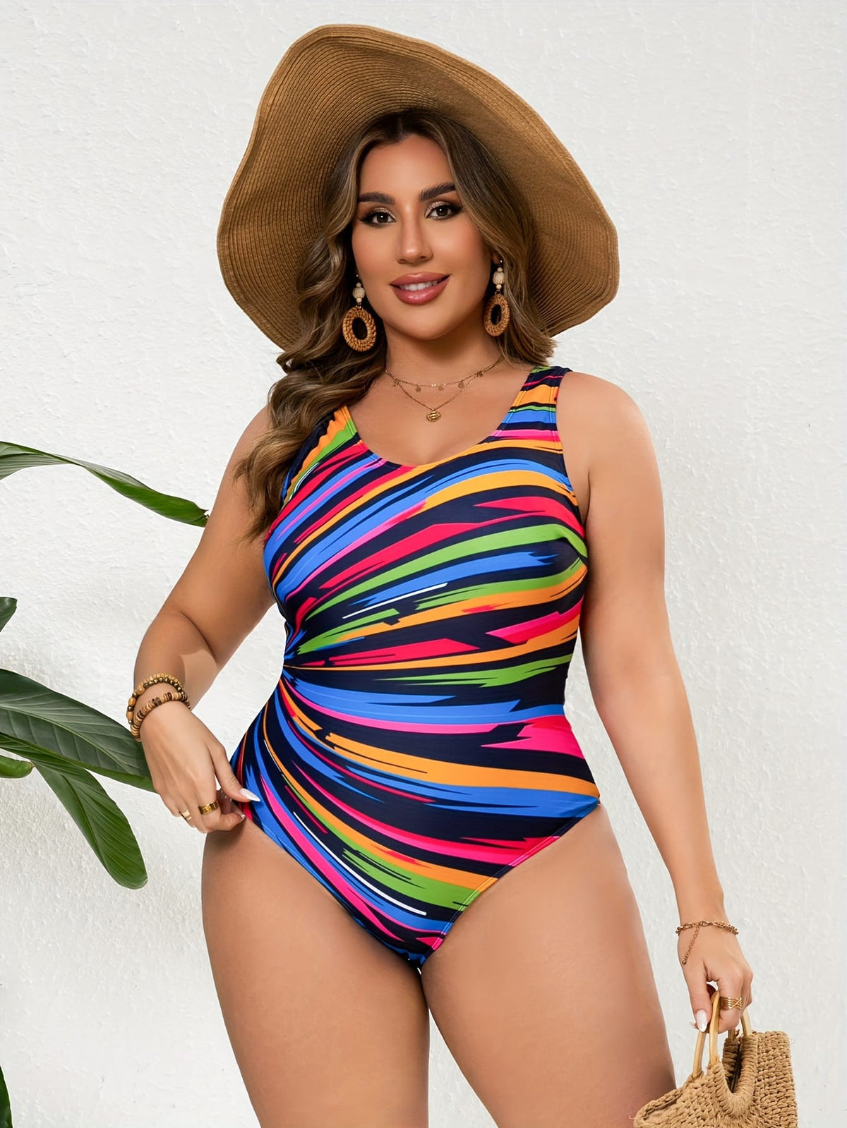 KissICON Vibrant Curve Stretchy Striped Tankini – Modest Vacation