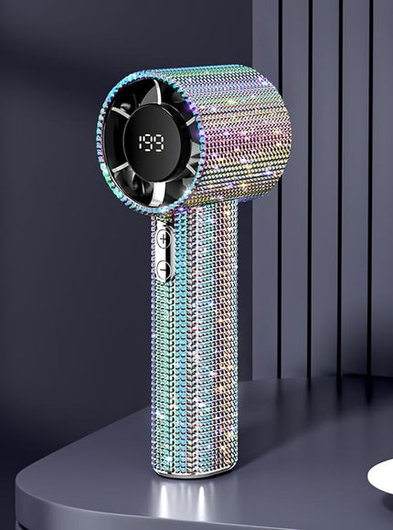 jkthpu-45 Vibrant Gemstone Accents Elegant Diamond Mini Fan Portable USB Rechargeable Power