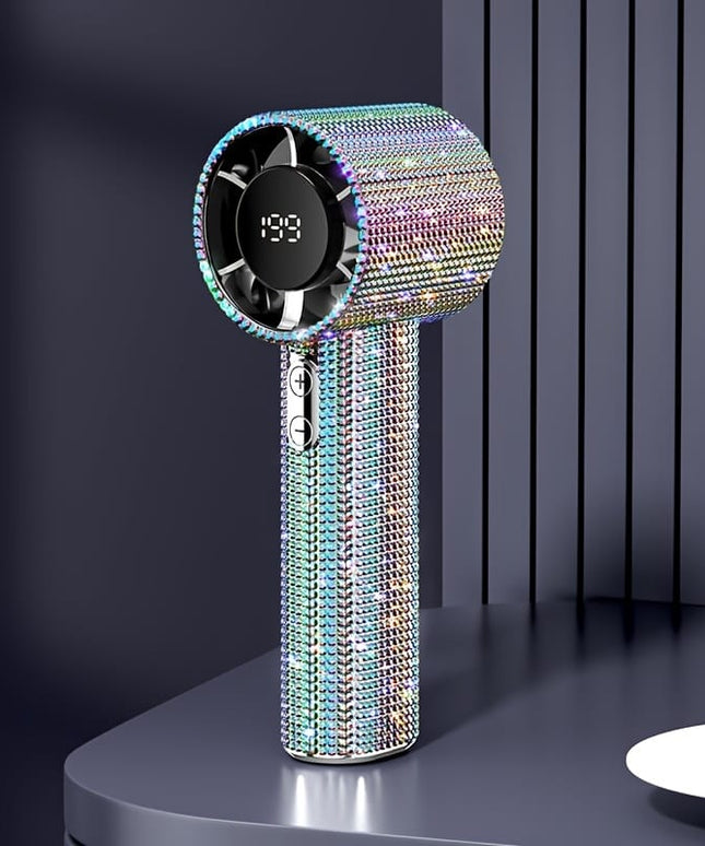 jkthpu-45 Vibrant Gemstone Accents Elegant Diamond Mini Fan Portable USB Rechargeable Power