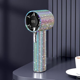 jkthpu-45 Vibrant Gemstone Accents Elegant Diamond Mini Fan Portable USB Rechargeable Power