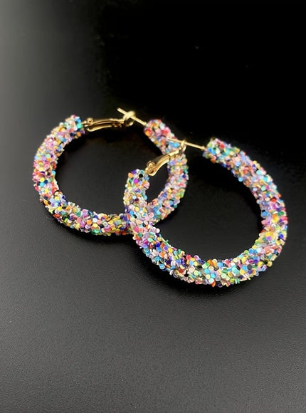 jkthpu-45 Vibrant Multi-Color Chic MultiColor Sequin Earrings HighEnd Commuter Style