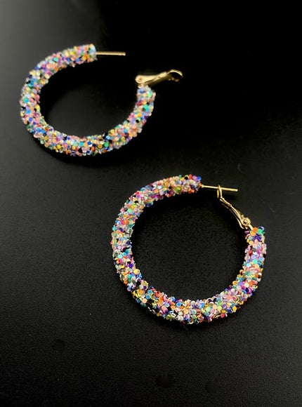 jkthpu-45 Vibrant Multi-Color Chic MultiColor Sequin Earrings HighEnd Commuter Style