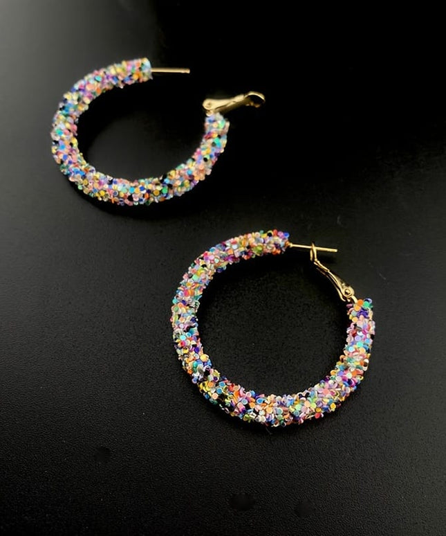 jkthpu-45 Vibrant Multi-Color Chic MultiColor Sequin Earrings HighEnd Commuter Style