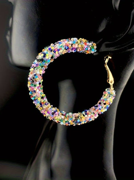 jkthpu-45 Vibrant Multi-Color Chic MultiColor Sequin Earrings HighEnd Commuter Style