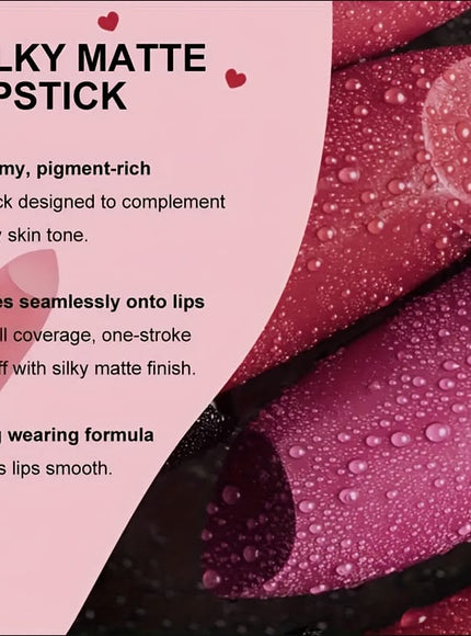 KissICON Vibrant Velvet Matte Lipstick Set – Waterproof Nonstaining